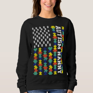 Sweatshirt Drapeau vintage américain Autisme Nanny Autism pri
