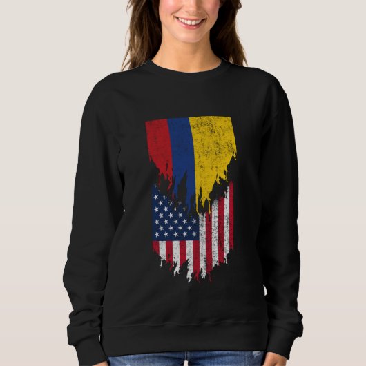 Sweatshirt Drapeaux américains colombiens arrachés Colombie (Devant)