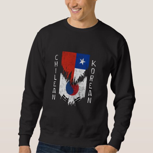 Sweatshirt Drapeaux chiliens coréens arrachés Chili Corée du (Devant)