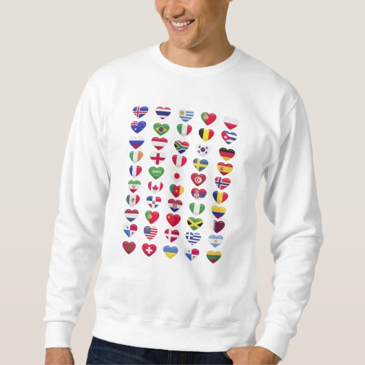Sweatshirt Drapeaux de la forme cardiaque des pays (Devant)