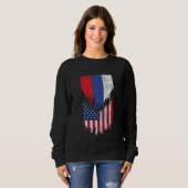Sweatshirt Drapeaux russes américains arrachés Russie (Devant entier)