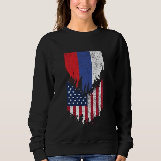 Sweatshirt Drapeaux russes américains arrachés Russie (Devant)