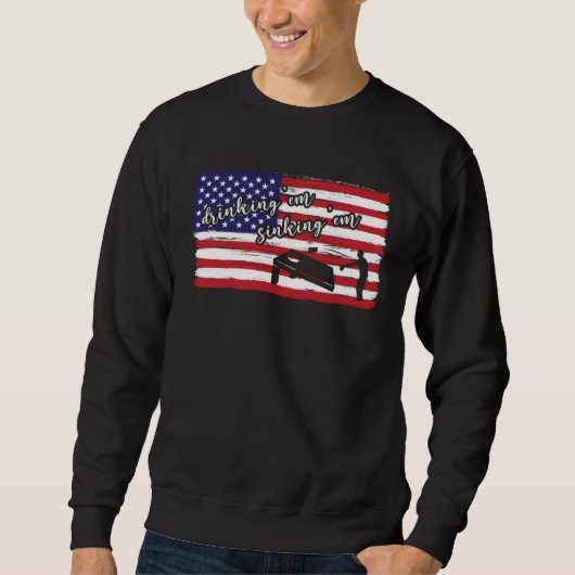 Sweatshirt Drinking Em Sinking Em Cornhole Player Cornhole (Devant)