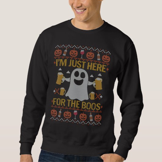 Sweatshirt Drinking Halloween Ugly Sweater I M (Devant)