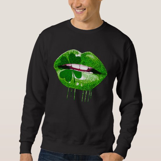 Sweatshirt Dripping Lips Shamrock Funny St Patrick's Day (Devant)