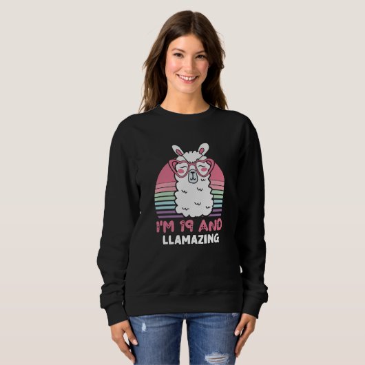 Sweatshirt Drôle Adorable Llama 19e Anniversaire Cadeau Pour (Devant entier)