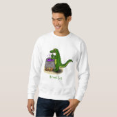 Sweatshirt Drôle alligator vert cuisine dessin animé (Devant entier)