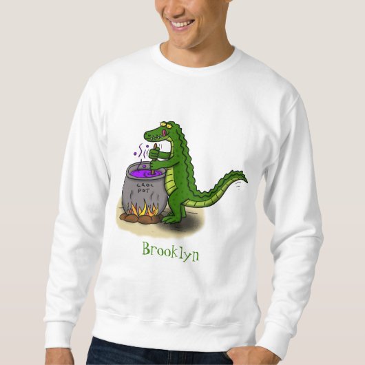 Sweatshirt Drôle alligator vert cuisine dessin animé (Devant)