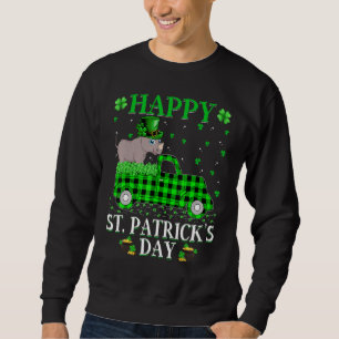 Sweatshirt Drôle Buffalo Plaid Green Truck Rhino St. Patrick'