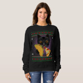 Sweatshirt Drôle Chat Manger Pizza Taco Lover Vilain Swea de (Devant entier)