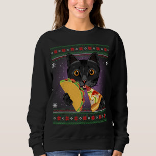 Sweatshirt Drôle Chat Manger Pizza Taco Lover Vilain Swea de