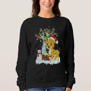 Sweatshirt Drôle Cheetah Xmas Arbre Éclairage Santa Hat Cheet