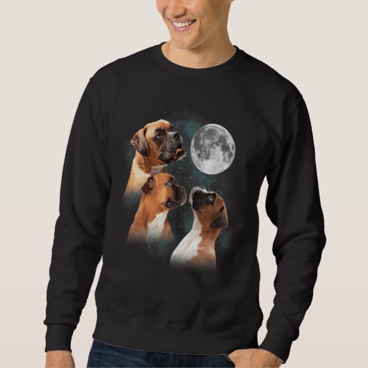 Sweatshirt Drôle Chien De Boxer Trois Boxer À Moon Boxer (Devant)