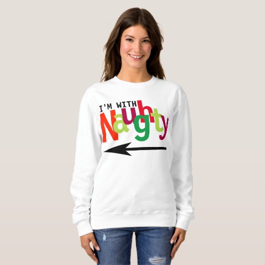 Sweatshirt Drôle Couple de Noël Matching Naughty & Nice #1 (Devant entier)