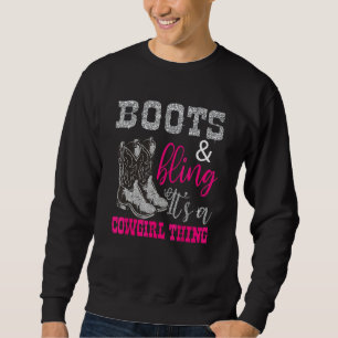 Sweatshirt Drôle Cowgirl Bottes Bling Femmes mignonne Amour P