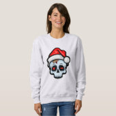 Sweatshirt Drôle crâne de Noël, style de dessin (Devant entier)