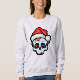 Sweatshirt Drôle crâne de Noël, style de dessin