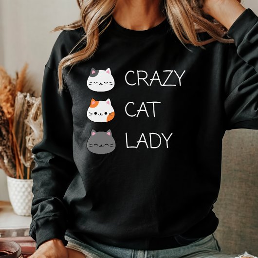 Sweatshirt Drôle Cute Chat Maman Fou Chat Lady Femmes