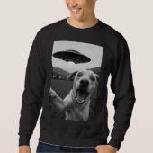 Sweatshirt Drôle de selfie de chien alien UFO - Chat cool et (Devant)