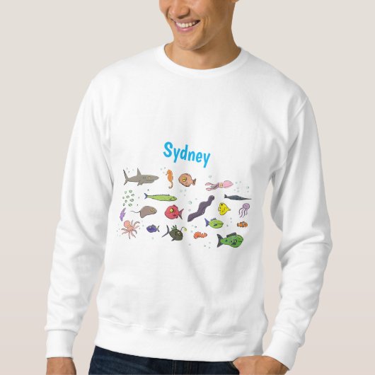 Sweatshirt Drôle des créatures marines dessin motif (Devant)