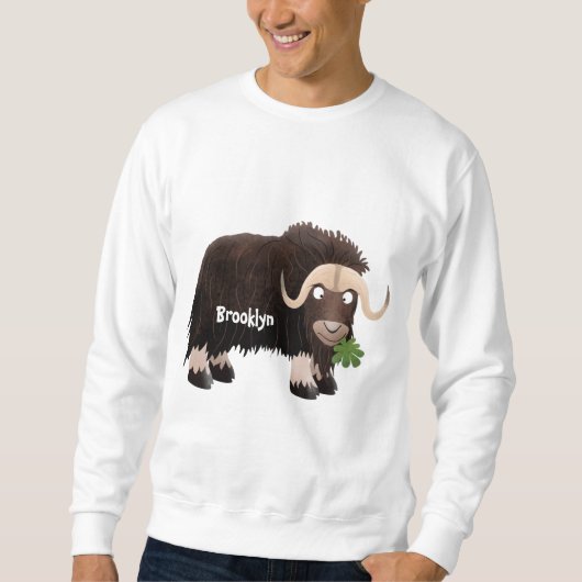 Sweatshirt Drôle dessin animé de boeuf musqué (Devant)