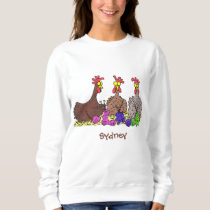 Sweatshirt Drôle dessin animé de poulets de tricot