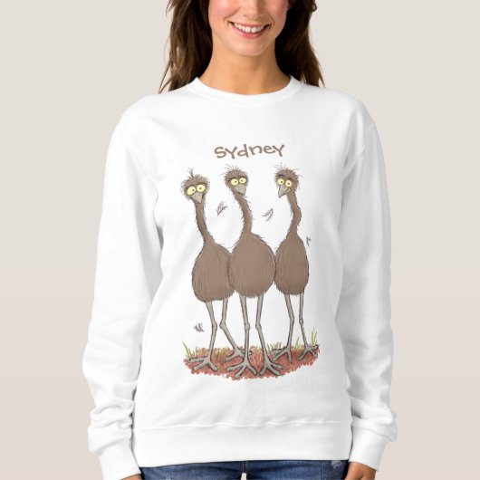 Sweatshirt Drôle dessin animé du trio australien emu (Devant)