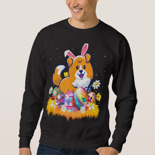 Sweatshirt Drôle Easter Egg Shelg Chien Pâques dimanche de Pâ (Devant)