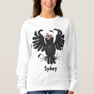 Sweatshirt Drôle fou corbeau dessin animé de corbeau de corne