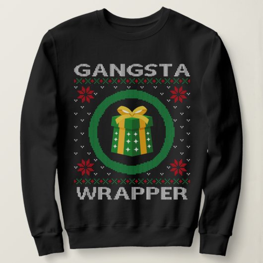 Sweatshirt Drôle Gangsta Wrapper Noël laid (Design devant)