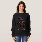 Sweatshirt Drôle Halloween Dachshund mignonne Wiener Chien Ch (Devant entier)