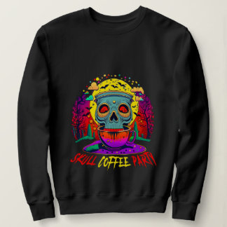 Sweatshirt Drôle Halloween Skull Coffee Party