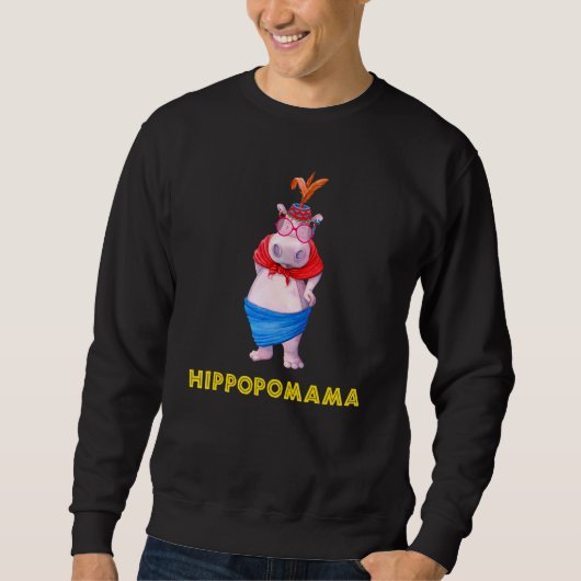 Sweatshirt Drôle Hippo femmes Hippopomama très grande maman m (Devant)