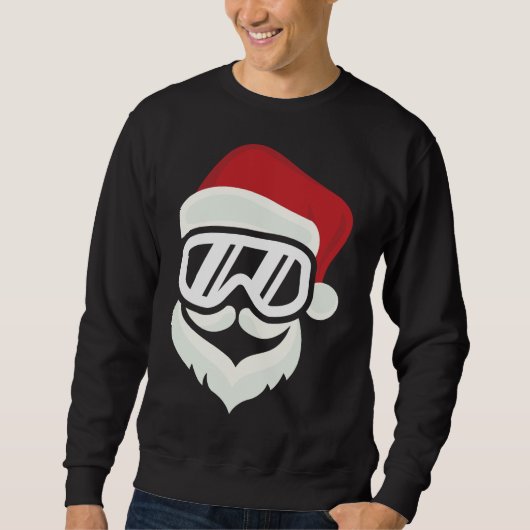 Sweatshirt Drôle Hipster Père Noël avec Ski Goggings Snowboar (Devant)