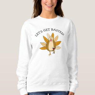 Sweatshirt Drôle Humour Thanksgiving Turquie avec vin