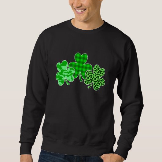 Sweatshirt Drôle Jour de la Saint Patrick Leopard Camouflage (Devant)