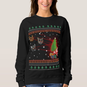 Sweatshirt Drôle Laser Eyes Chat laide lumières de Noël