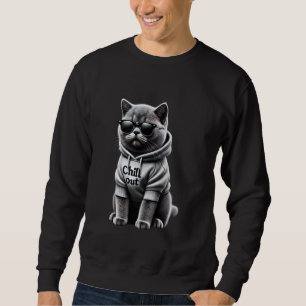 Sweatshirt Drôle Lazy British Shorthair Chillin Relaxant