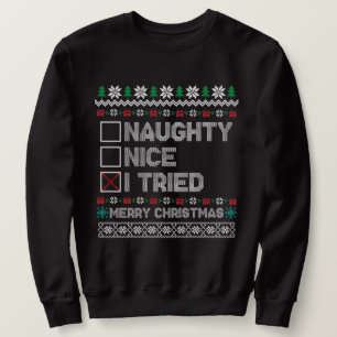 Sweatshirt Drôle Mauvais pull de Noël, Naughty Nice