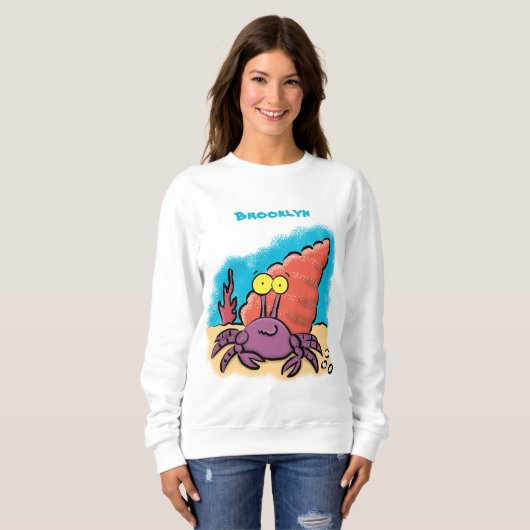 Sweatshirt Drôle mignon caricature pourpre crabe ermite (Devant entier)