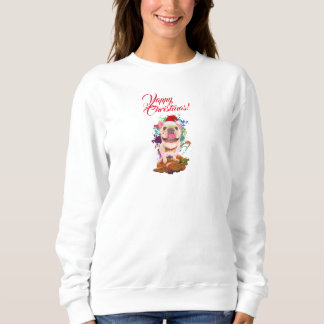 Sweatshirt Drôle mignon Français Chien Joyeux Noël