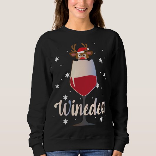 Sweatshirt Drôle Mignonne Vignoble Reindeer Vin Boire Christm (Devant)