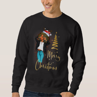 Sweatshirt Drôle Mme Santa noire juste une fille qui aime le