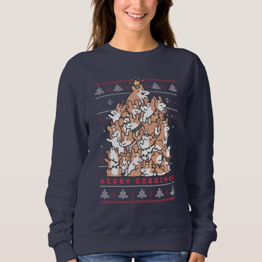 Sweatshirt Drôle moche pull de Noël doux Corgi Amoureux des c (Devant)