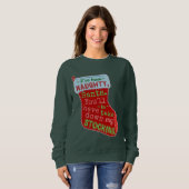 Sweatshirt Drôle moche Sweater de Noël Naughty Stocker plaisa (Devant entier)