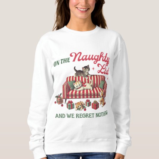 Sweatshirt Drôle Naughty Chat Noël Ugly Sweater Party (Devant)
