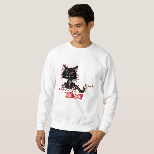 Sweatshirt Drôle Noël Chat Quoi (Devant entier)