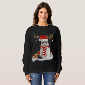 Sweatshirt Drôle Noël Éclairage Reindeer Santa Hat Ragdoll Ch (Devant entier)