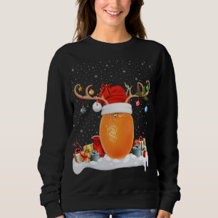 Sweatshirt Drôle Noël Éclairage Rinder Santa Hat Orange Chri