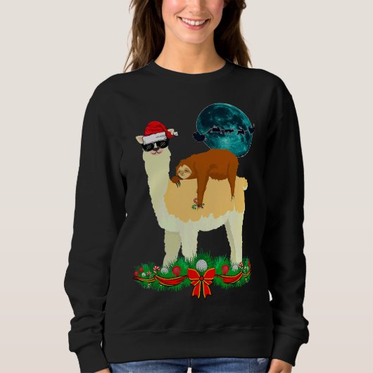Sweatshirt Drôle Noël Llama couchant (Devant)